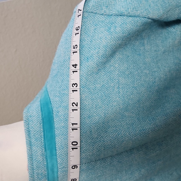 New Talbots Womens Herringbone Turquoise Wool Blend Blazer - Picture 10 of 11